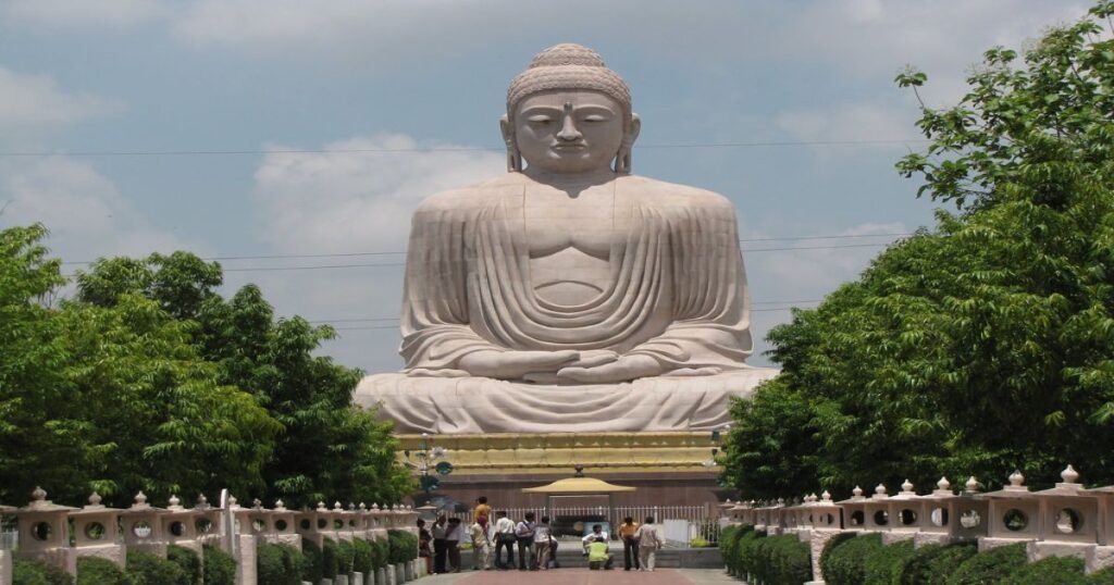 The Large statue of Buddha in a temple at Bodh Gaya.