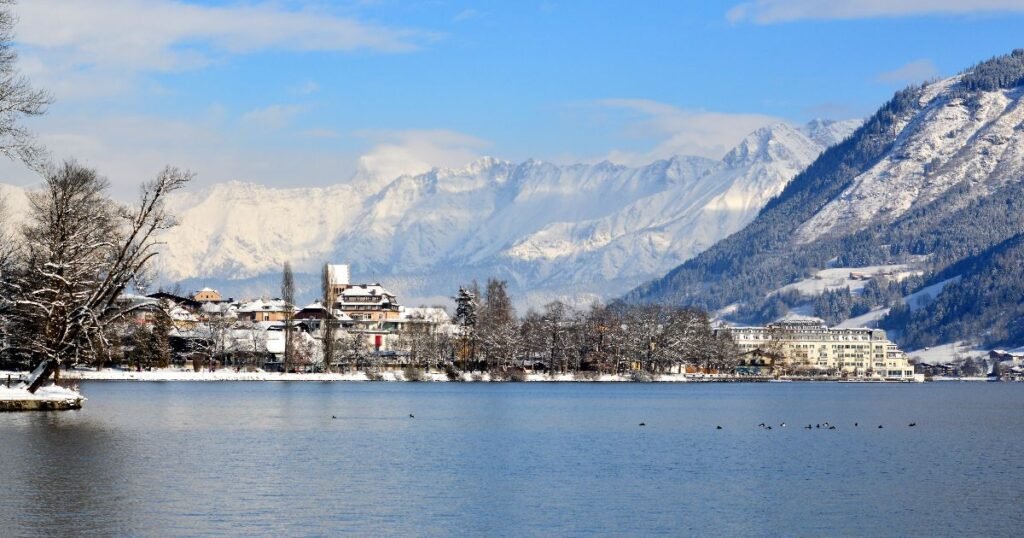 Crystal-clear Lake Zell is surrounded by snow-capped mountains and green meadows in the charming town of Zell am See.