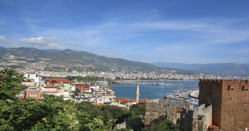 "Hadrian’s Gate, a Roman triumphal arch, leading into the old town of Kaleiçi, Antalya."