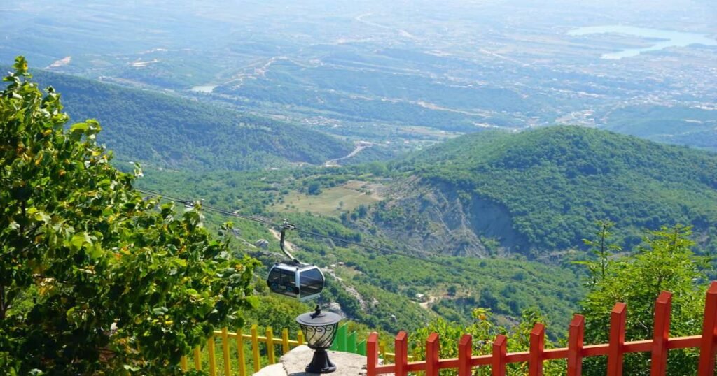 "View from the top of Dajti Mountain overlooking Tirana."