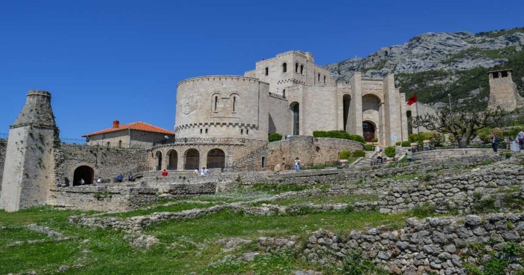  "Krujë Castle perched on a hill with the Skanderbeg Museum."