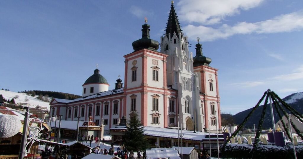 “The grand Mariazell Basilica, with its Baroque towers and ornate interior, in the heart of Styria.”
