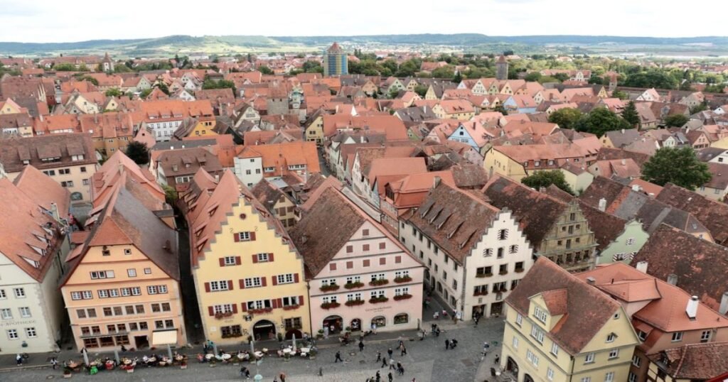 Rothenburg ob der Tauber, a medieval town in Bavaria, with its half-timbered houses and charming cobblestone streets.