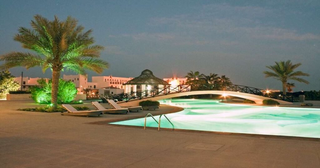 Scenic view of Amwaj Islands with beachside resorts in Bahrain.