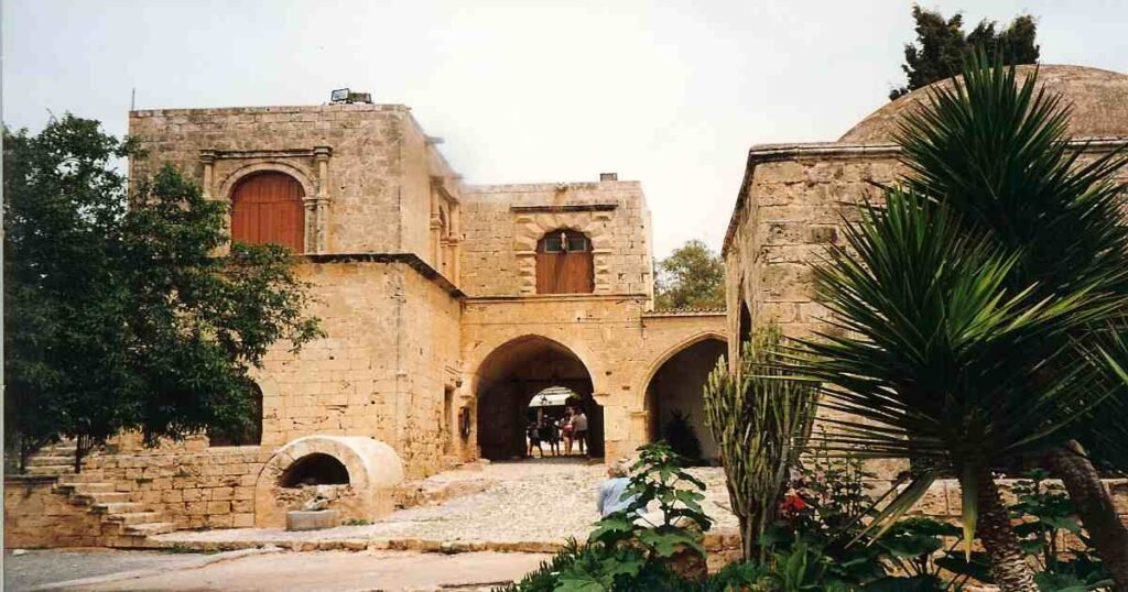 "Ayia Napa Monastery with its ancient stone walls and 600-year."