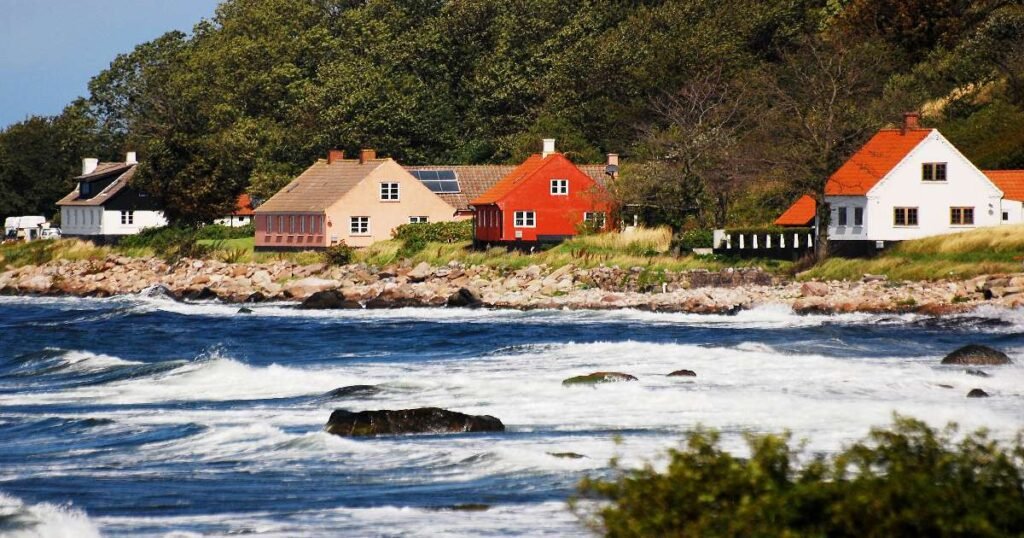 "Cliffs and sea views on Bornholm Island in Denmark."