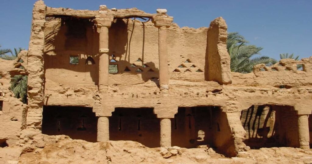 "The historic mudbrick buildings of Diriyah in Riyadh, Saudi Arabia."