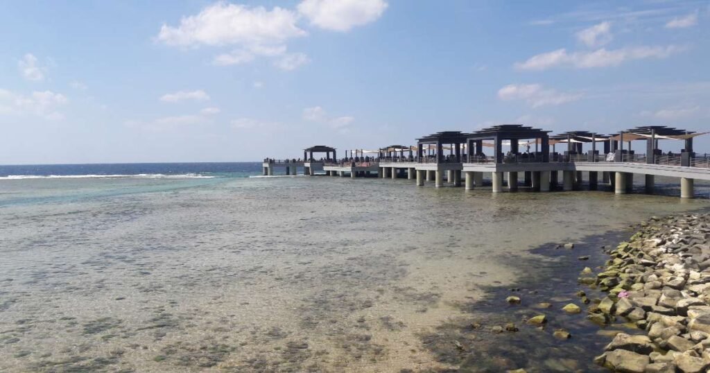 "The scenic Jeddah Corniche along the Red Sea."