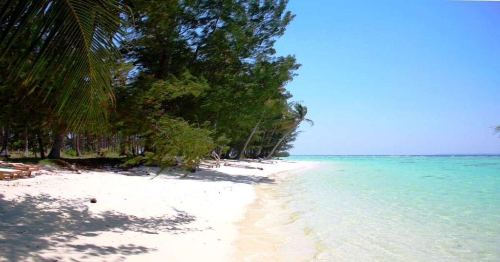 “Clear turquoise waters with sandy beaches in Karimunjawa Islands.”