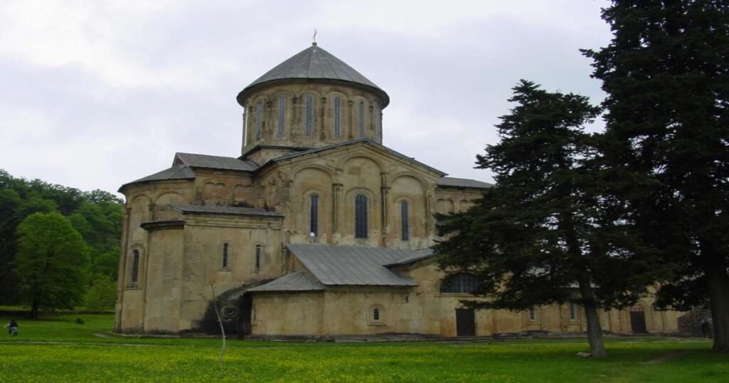 "Gelati Monastery with its ornate frescoes and medieval architecture in Kutaisi."