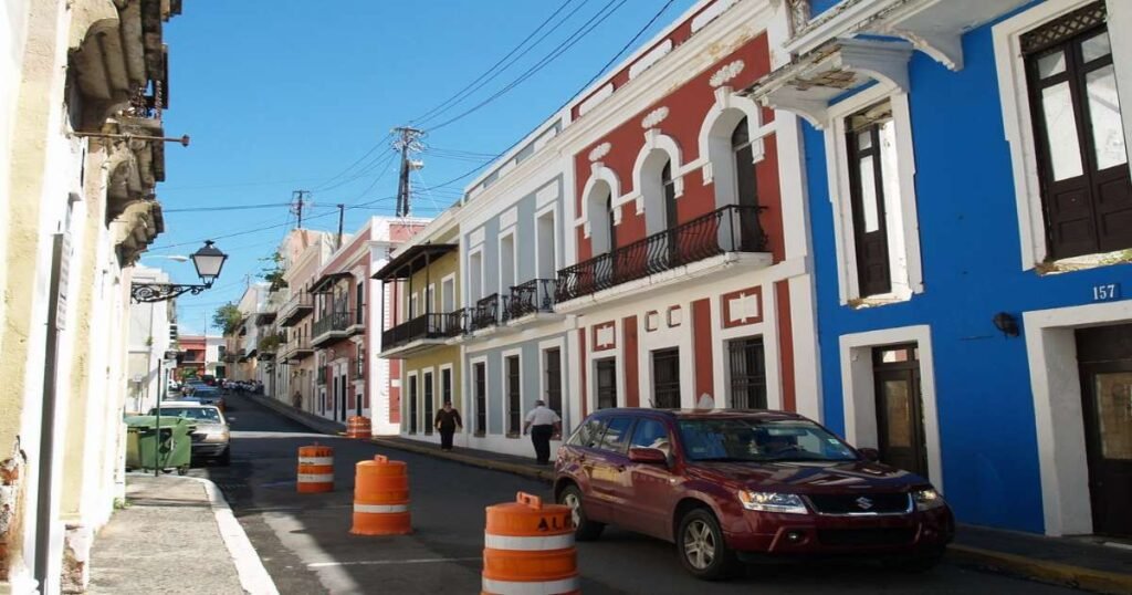 "Colorful colonial buildings and cobbled streets of Old San Juan."