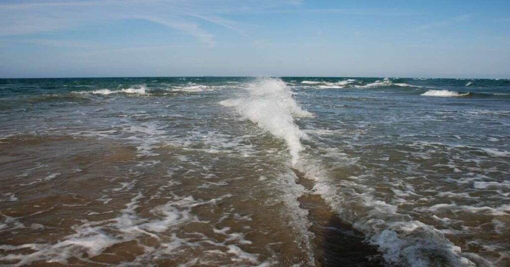 "A view of Skagen Beach where the North Sea and the Baltic Sea meet."