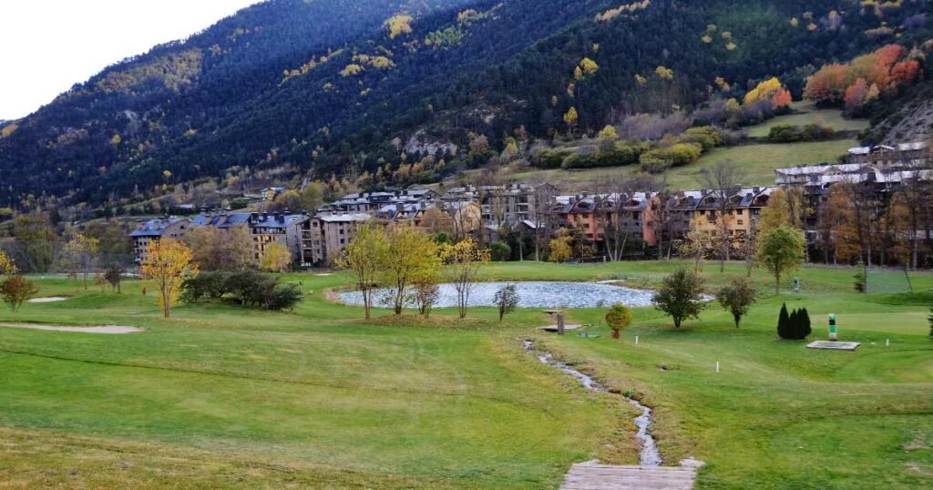 Alpine meadows and mountain peaks in Sorteny Valley Nature Park in Andorra.