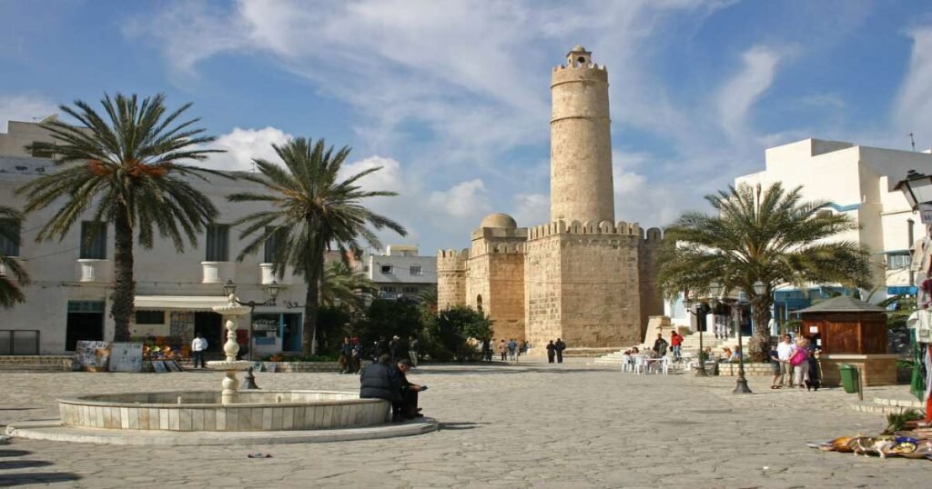 "The historic Ribat of Sousse with its towering walls under a bright sky."