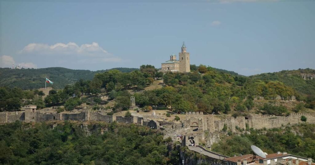 "A panoramic view of Tsarevets Fortress."