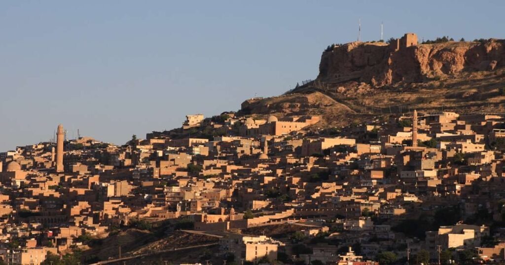 Mardin’s Old Town with its golden sandstone buildings overlooking the plains.
