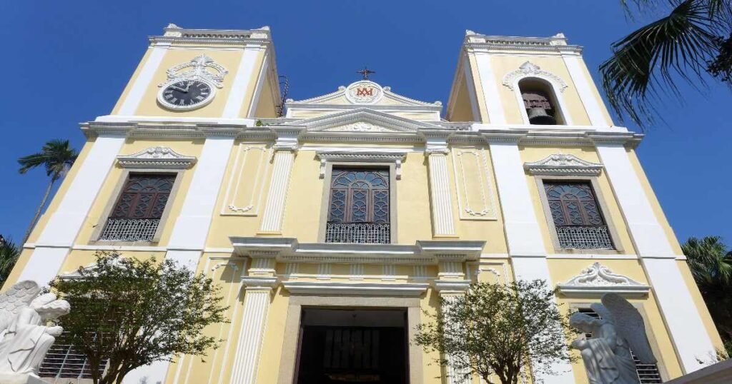 "St. Lawrence’s Church in Macao, with its baroque architecture."