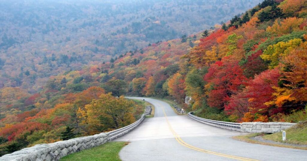 Panoramic view of Blue Ridge Parkway scenic drive