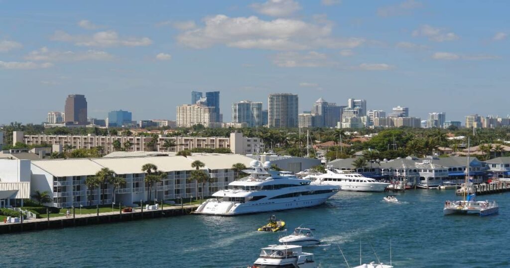 Fort Lauderdale’s canals with luxury yachts and waterfront homes.