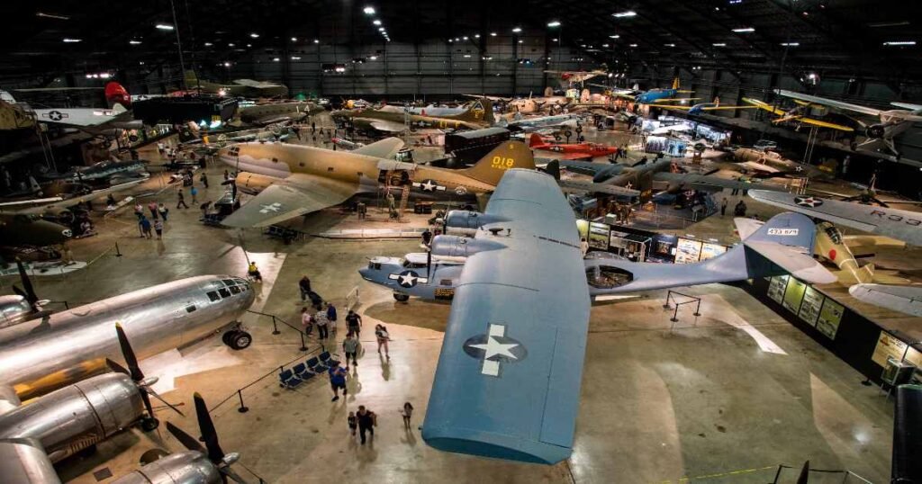 A vintage aircraft displayed at the National Museum of the U.S. Air Force in Dayton.