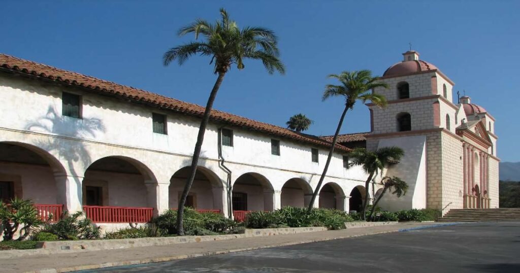 Panoramic view of the Mission Santa Barbara