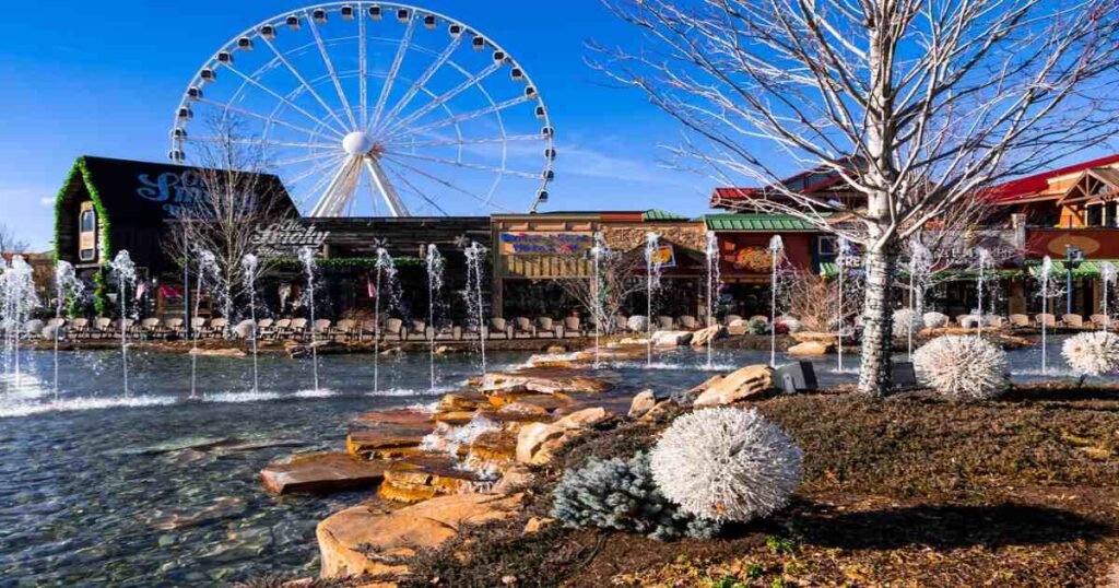 The colorful Ferris wheel at The Island in Pigeon Forge at day.