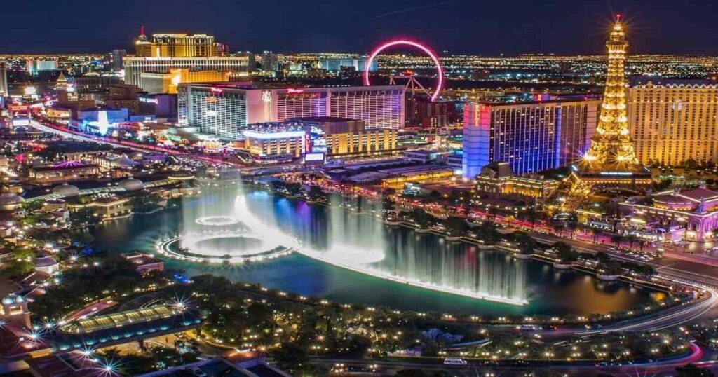 The Las Vegas Strip illuminated at night, showcasing its vibrant energy.